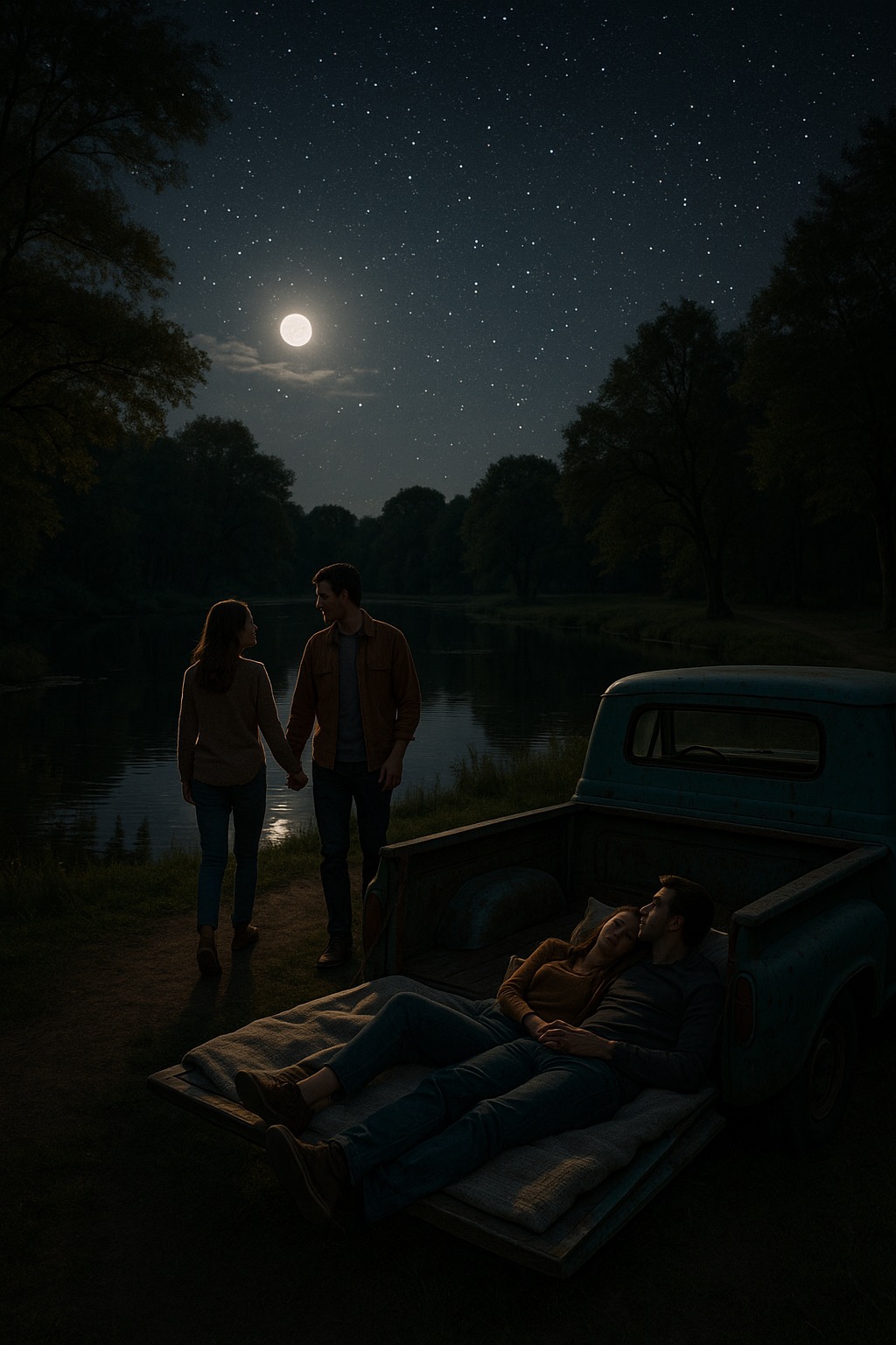The Best Date: Moonlit Pond Walk and Stargazing From an Old Truck Bed